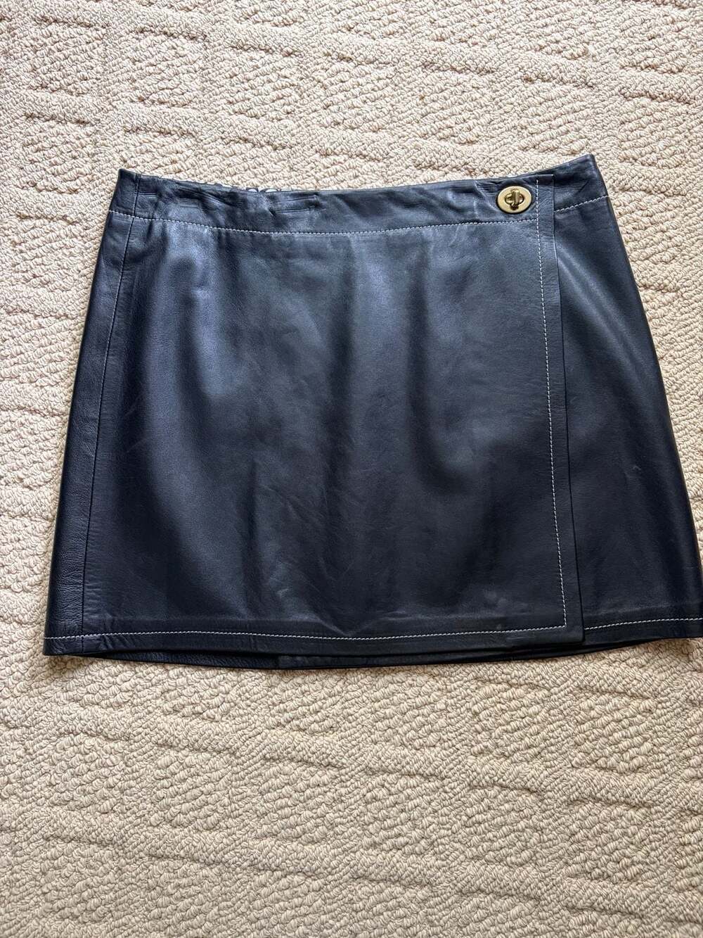 Coach Leatherwear Turnlock Wrap Mini Skirt in Black